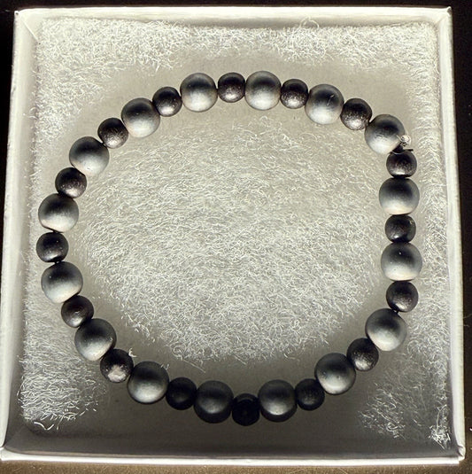 Black Moonstone Beaded Stretch Bracelet 