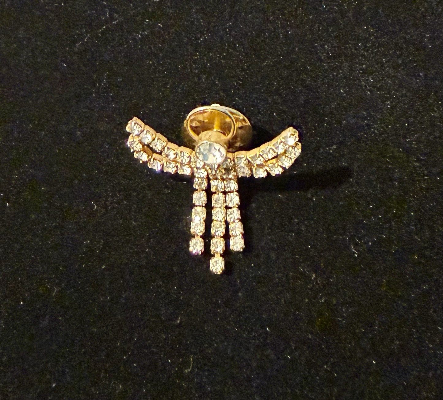 Vintage Rhinestone Guardian Angel Pin 