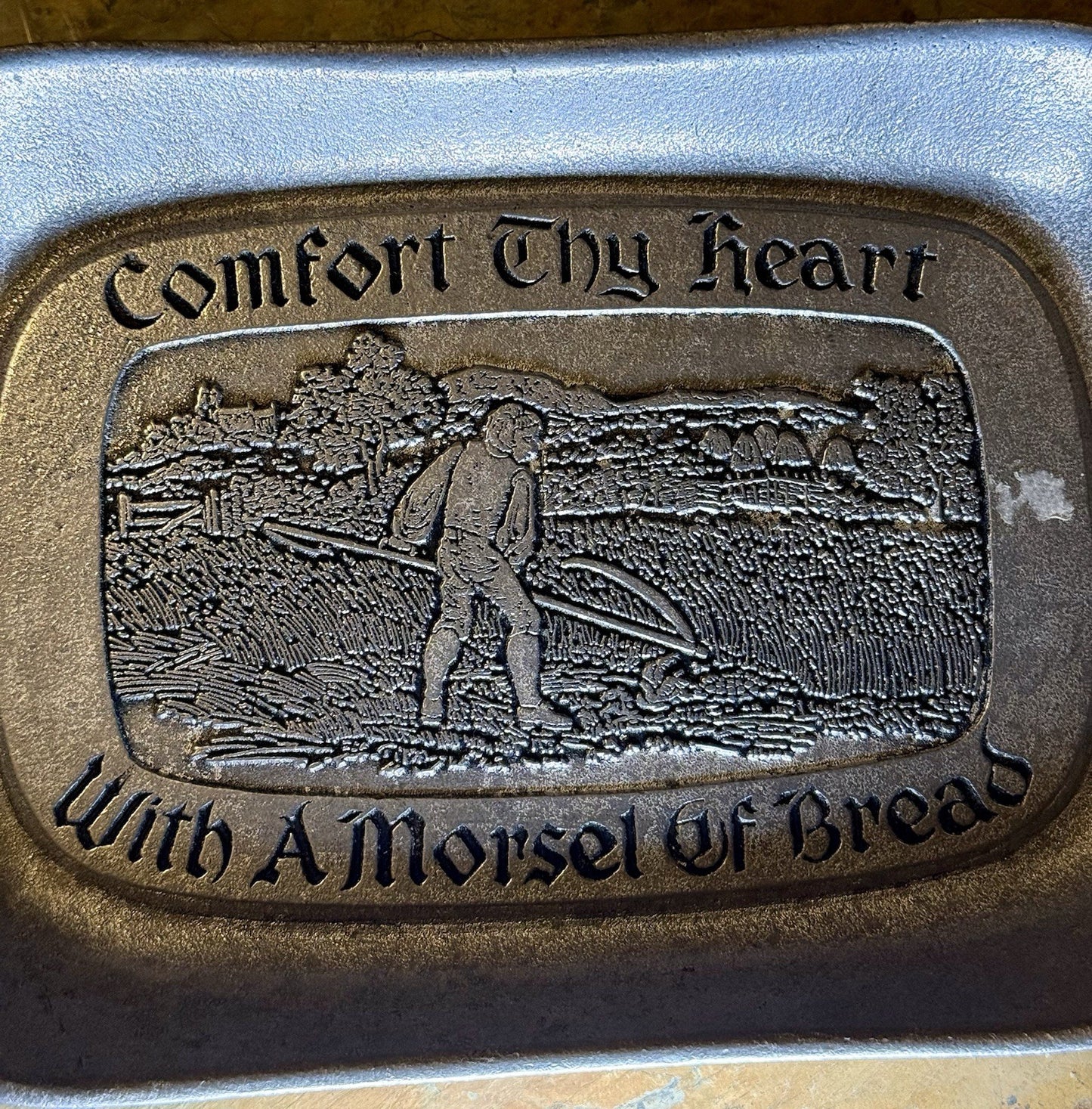 Vintage Wilton Armetale Comfort Thy Heart Pewter Serving Tray