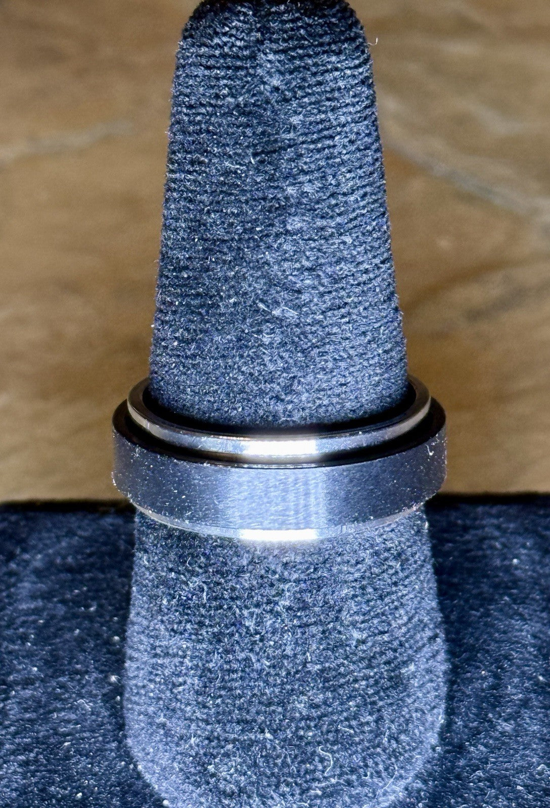 Men’s Stainless Steel Rotating Center Wedding Band - Size 11