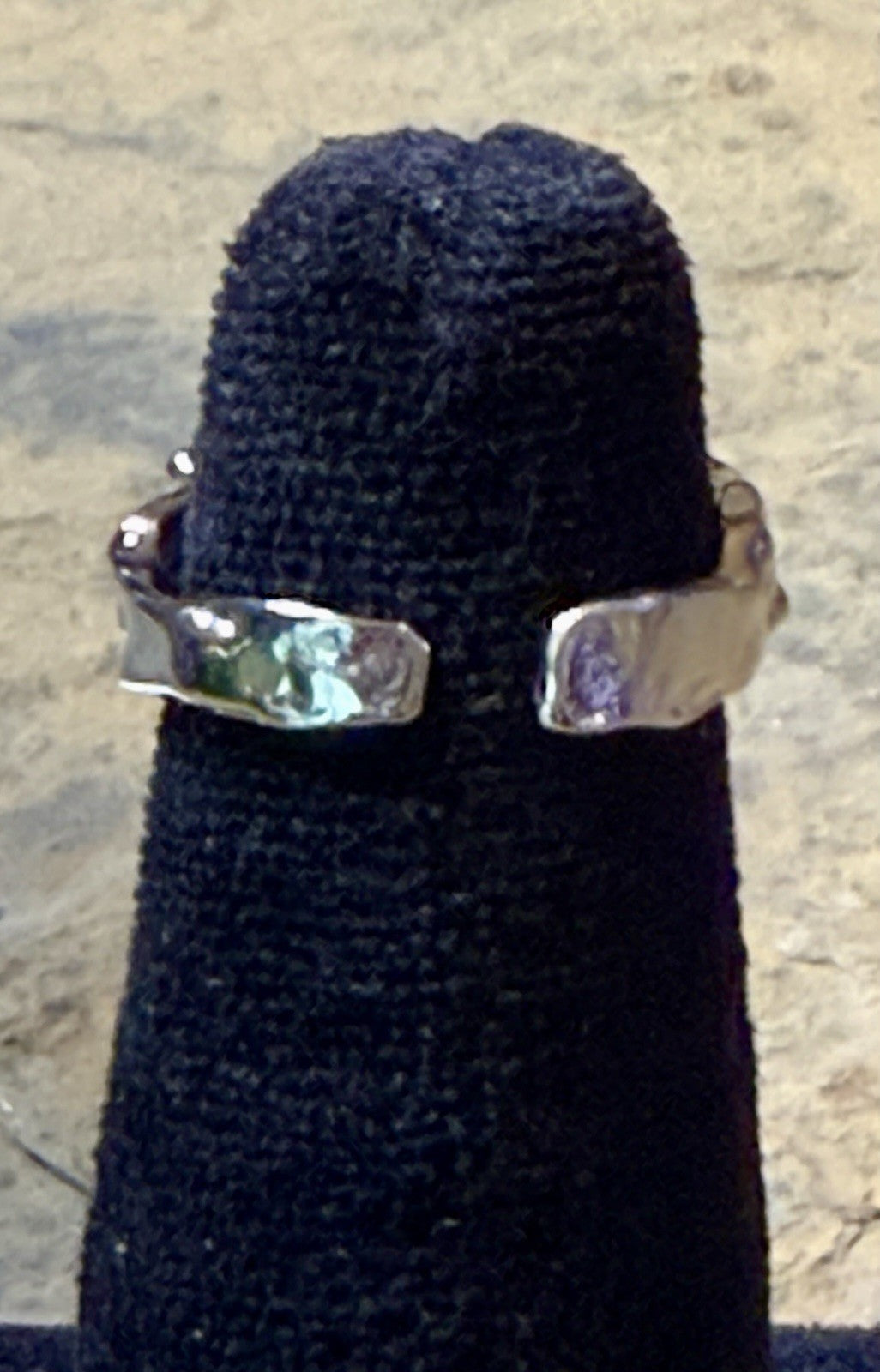 Silvertone Lava Ring - Size 5