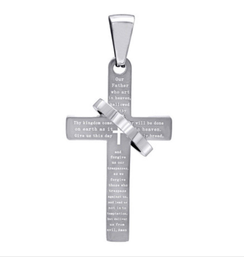 Stainless Steel Lords Prayer Pendant - 22x38mm