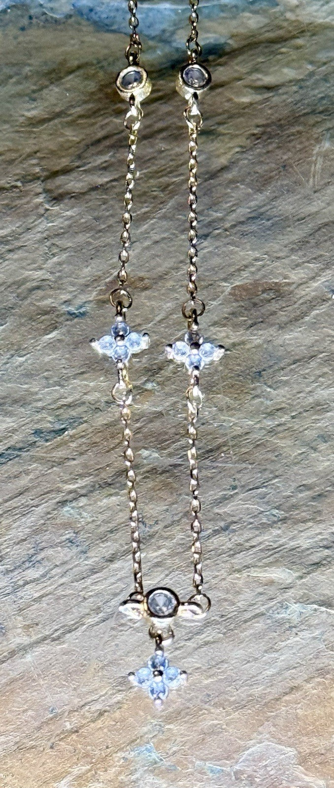 Gold Tone CZ Cross Necklace 