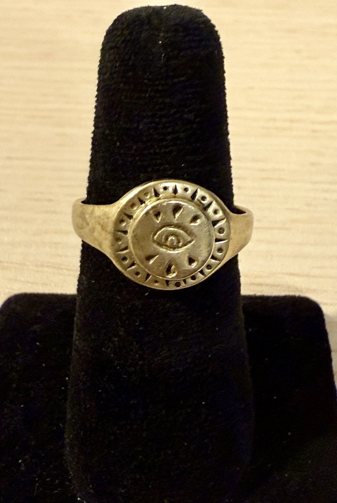 Vintage Brass All See Eye Ring - Size 9
