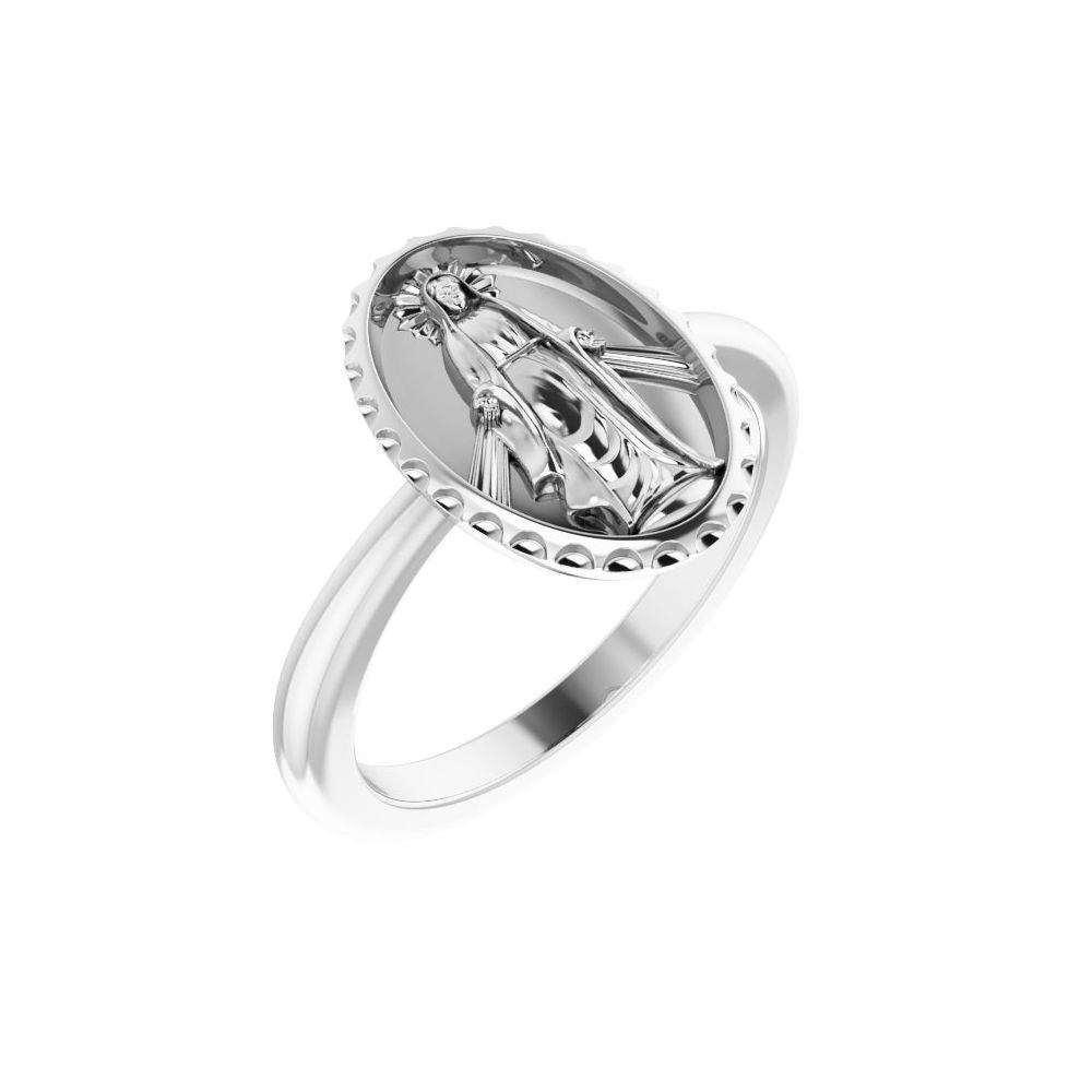 Sterling Silver Miraculous Medal Ring - Size 7