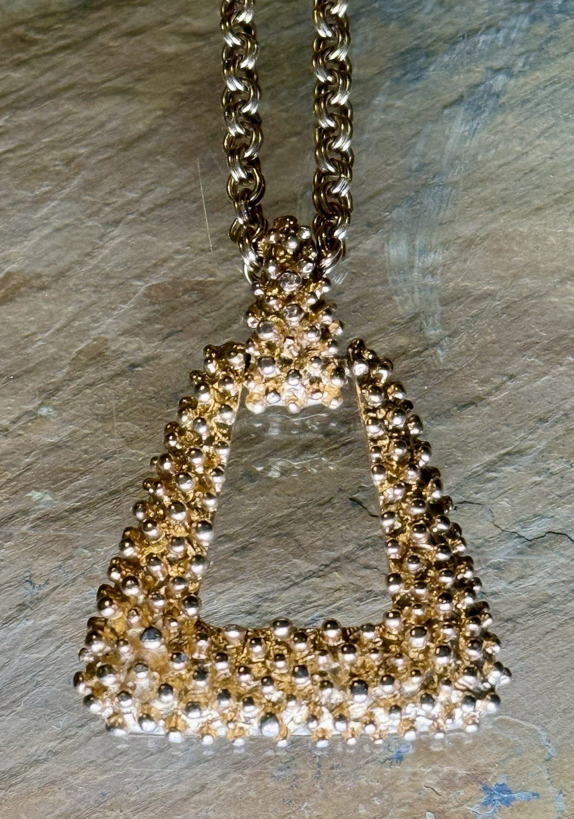 Vintage Sarah Coventry Necklace Golden Sunset Pendant Gold Tone Signed 20”