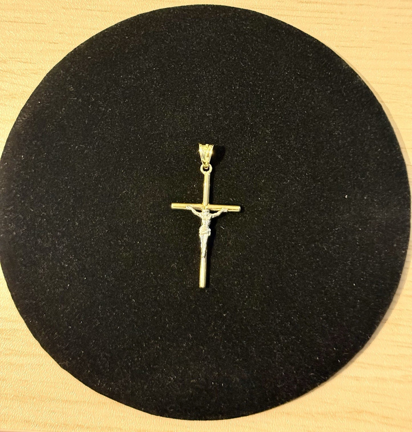 10K Yellow and White Gold Crucifix Pendant (.97gms) 