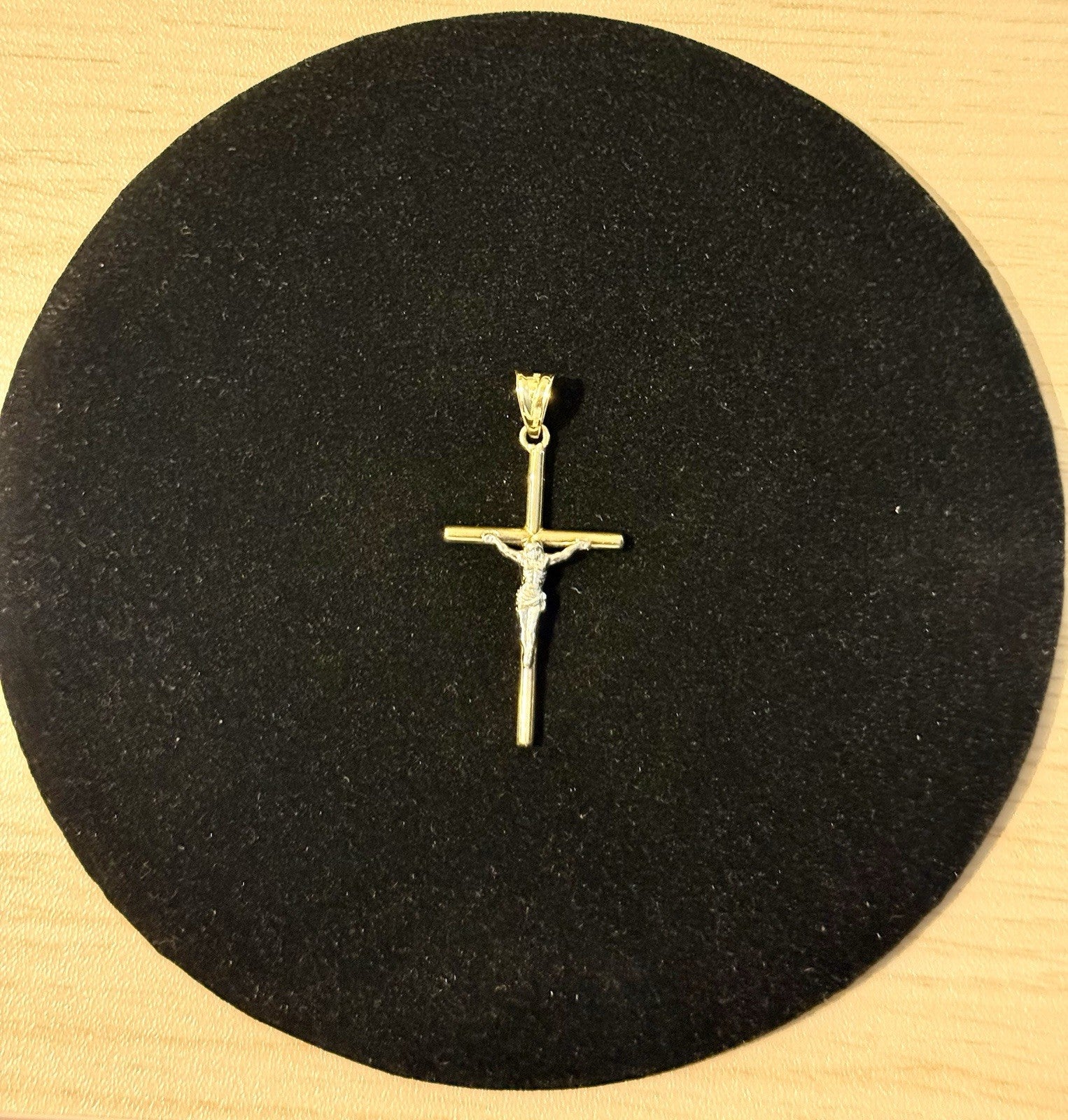 10K Yellow and White Gold Crucifix Pendant (.97gms) 