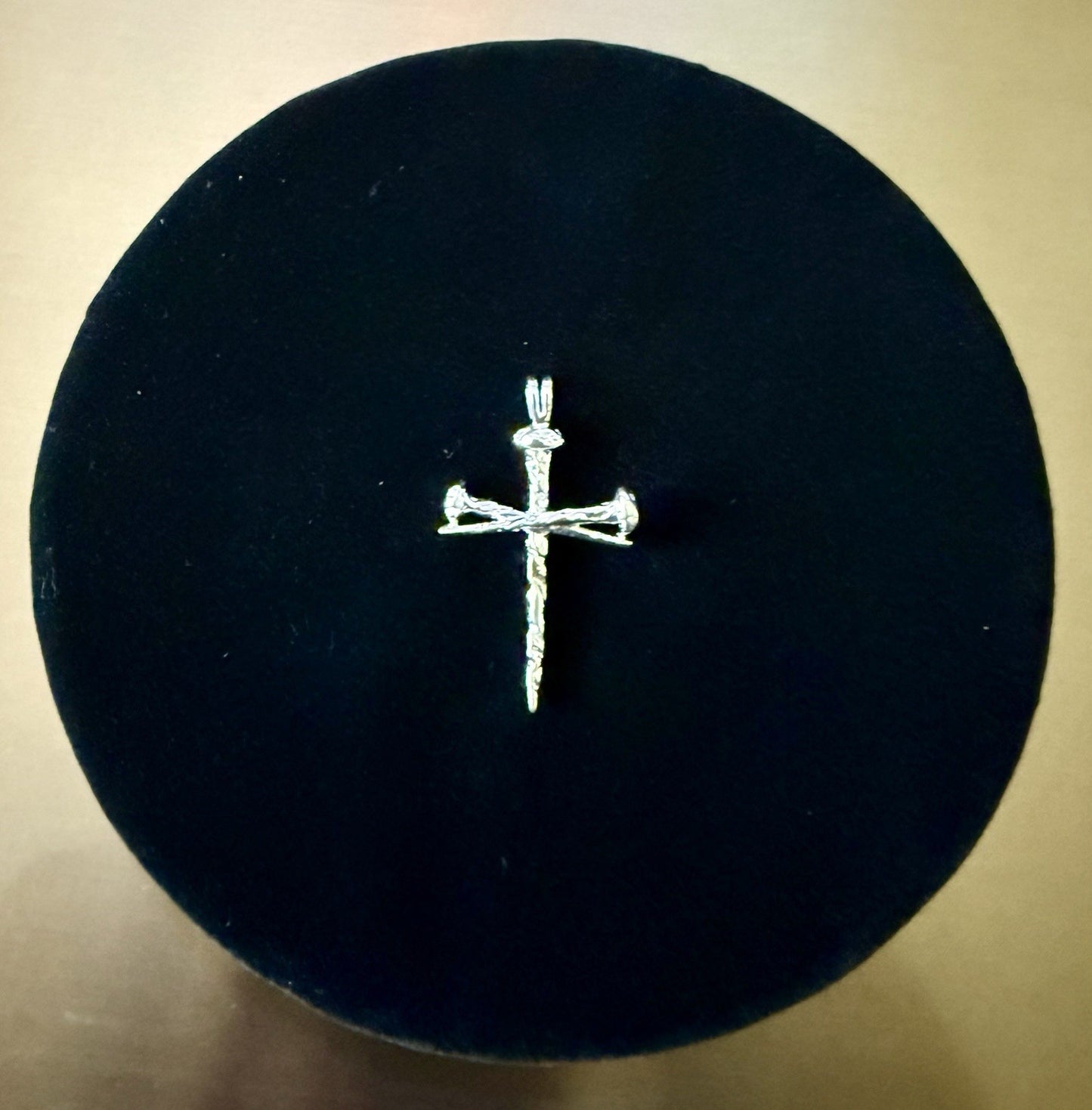 Sterling Silver 34x24 mm Nail Design Cross Pendant