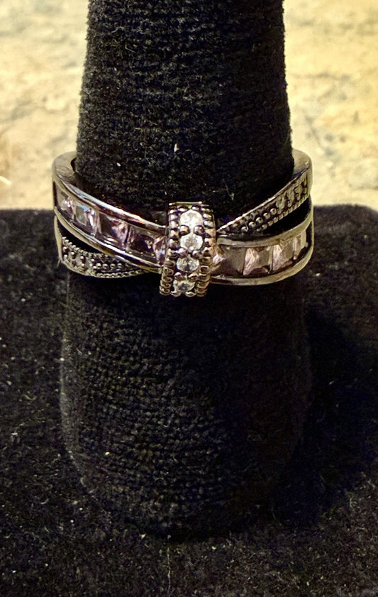 vintage-style rhinestone bow knot ring -Sixe 11.5
