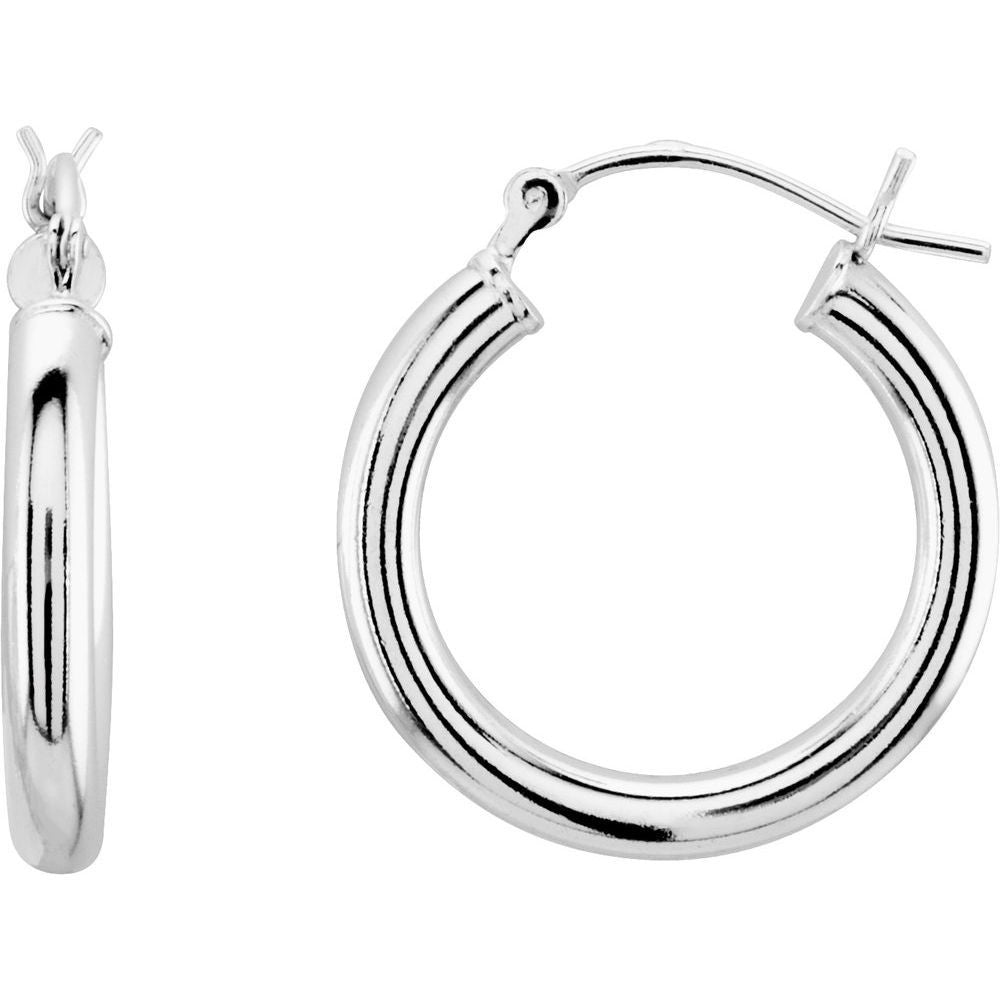 Sterling Silver Square-Tube Intertwined 20mm Double Round Hoop Earrings
