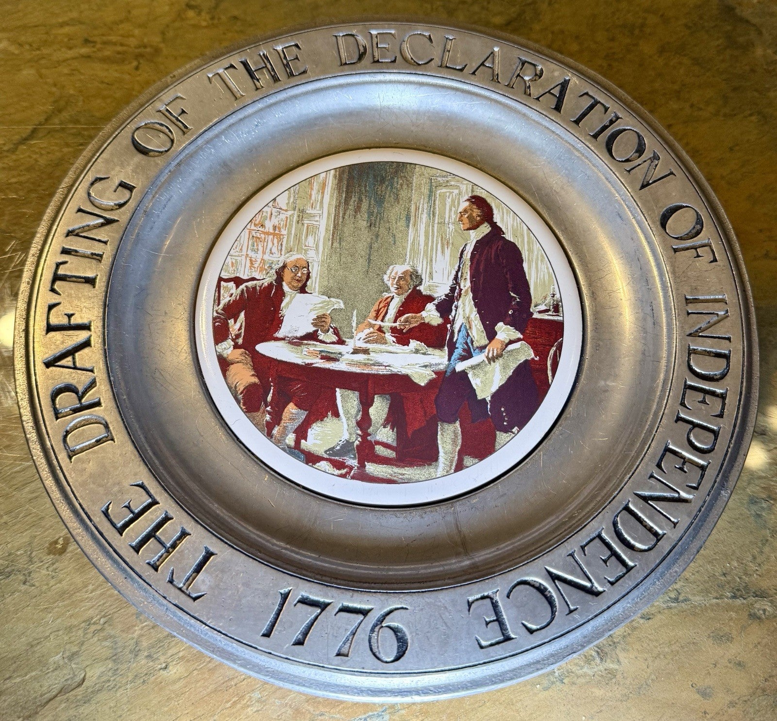 Vintage Wilton Pewter Plate "The Drafting of the Declaration of Independence" 