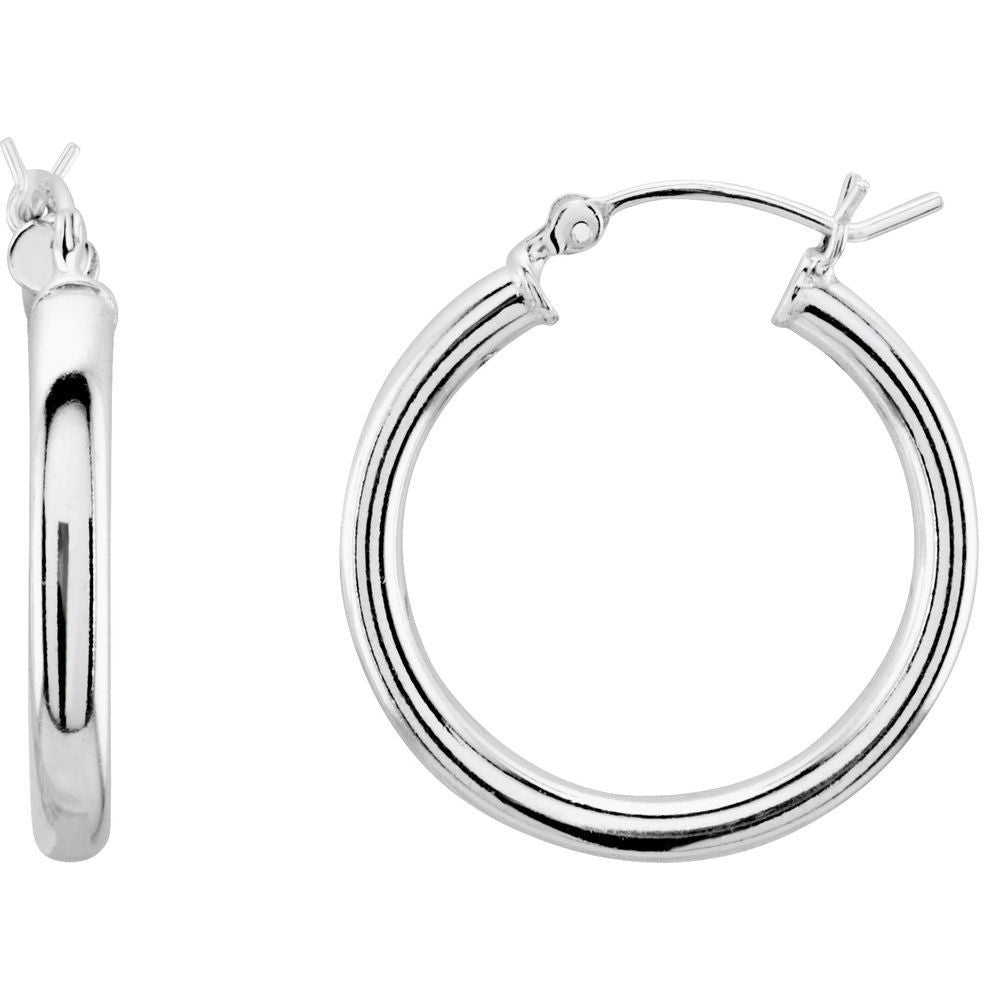 Sterling Silver Square-Tube Intertwined 20mm Double Round Hoop Earrings