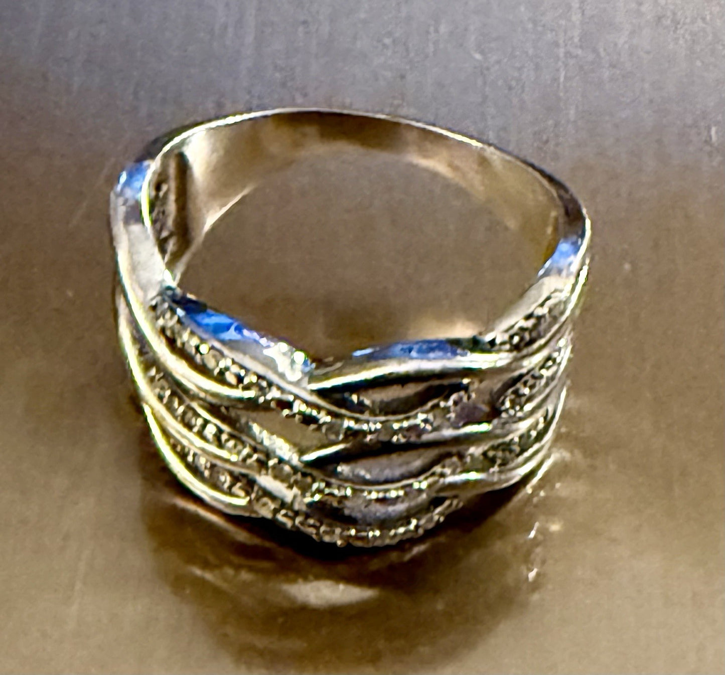 Sterling Silver G - Triple Braided Cz Ring Size 9