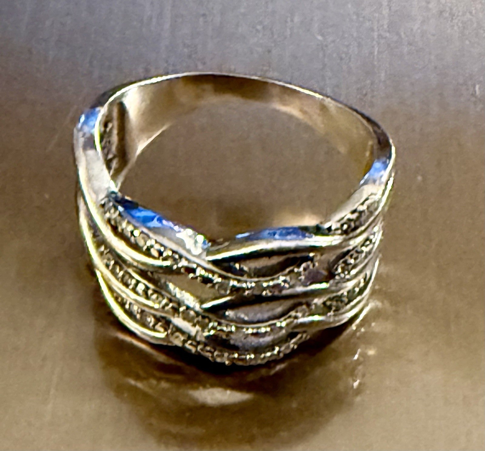 Sterling Silver G - Triple Braided Cz Ring Size 9