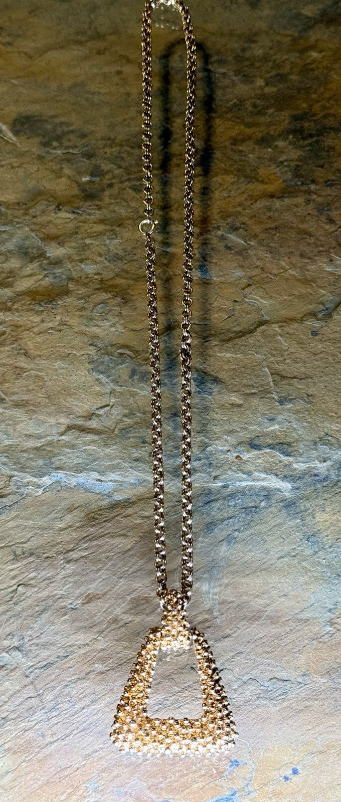 Vintage Sarah Coventry Necklace Golden Sunset Pendant Gold Tone Signed 20”