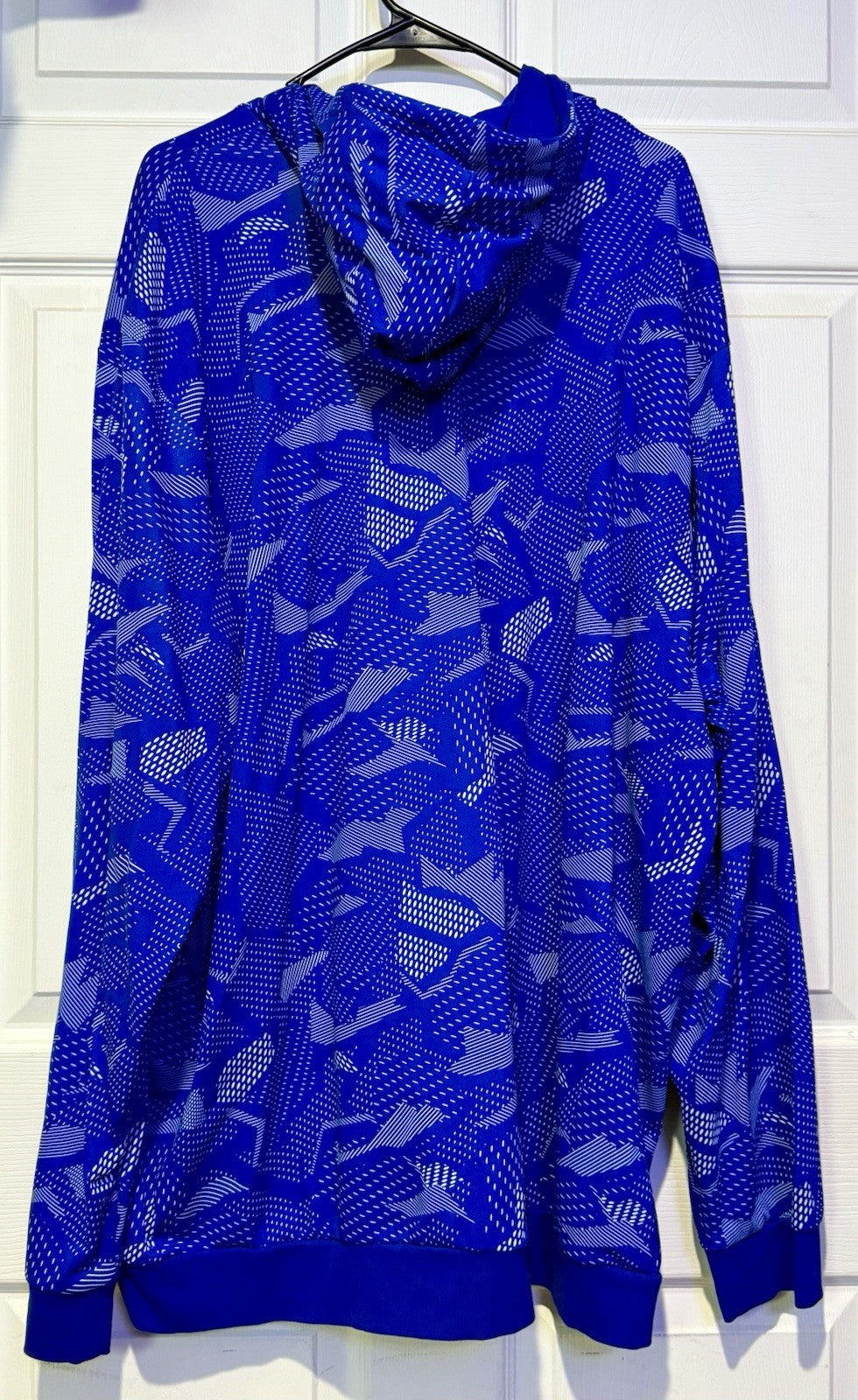 Adidas Hoodie Sweatshirt 2XLT Casual Hoodie Royal Blue Geo All Over Print Camo