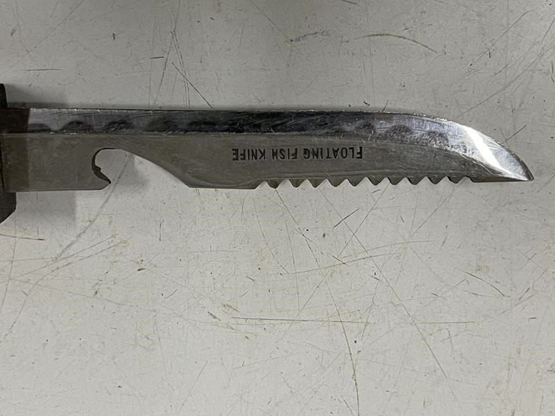 Vintage Floating Fish Knife With Wooden Sheath