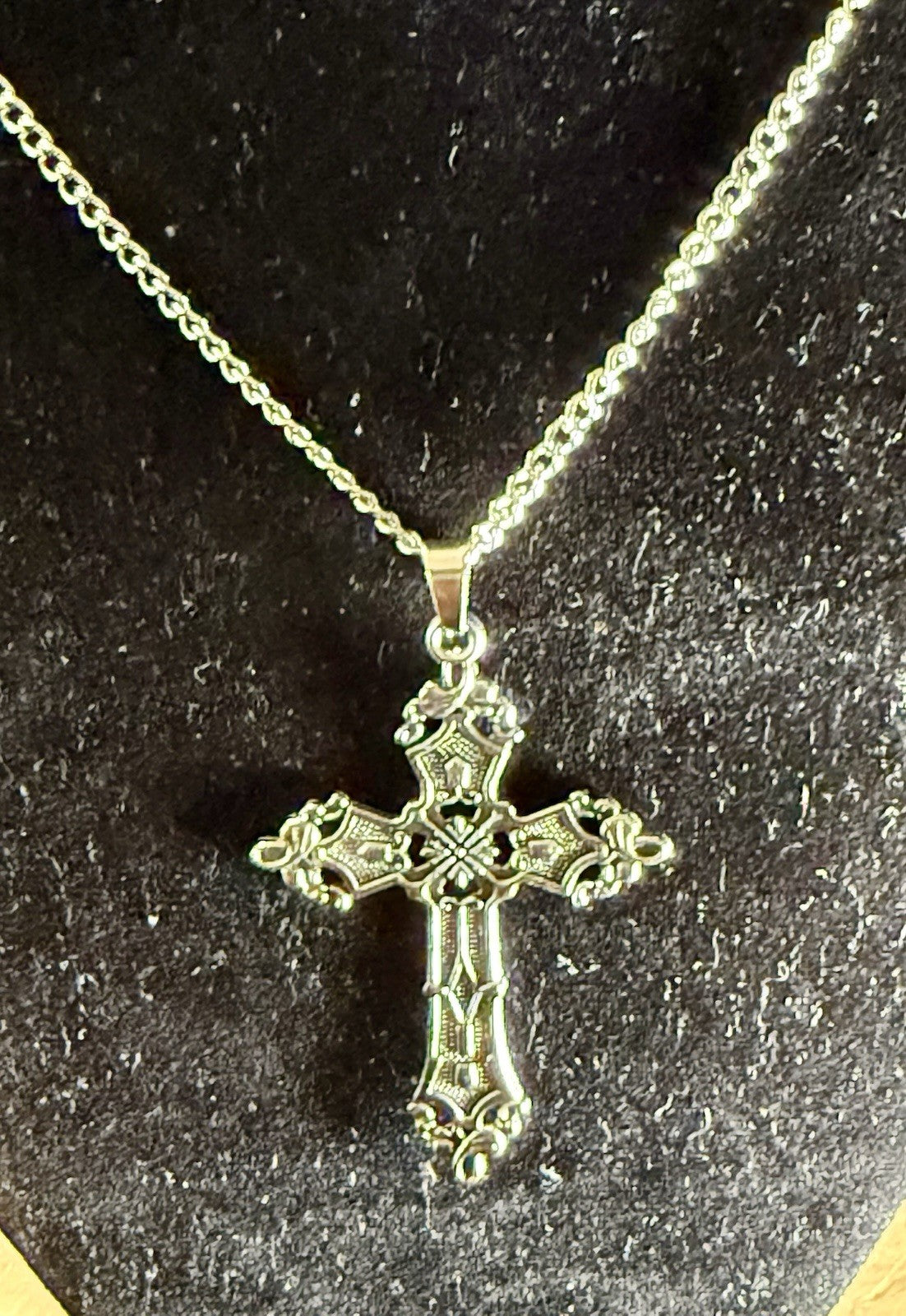 Vintage Style Gothic Cross Pendant Necklace - 24”