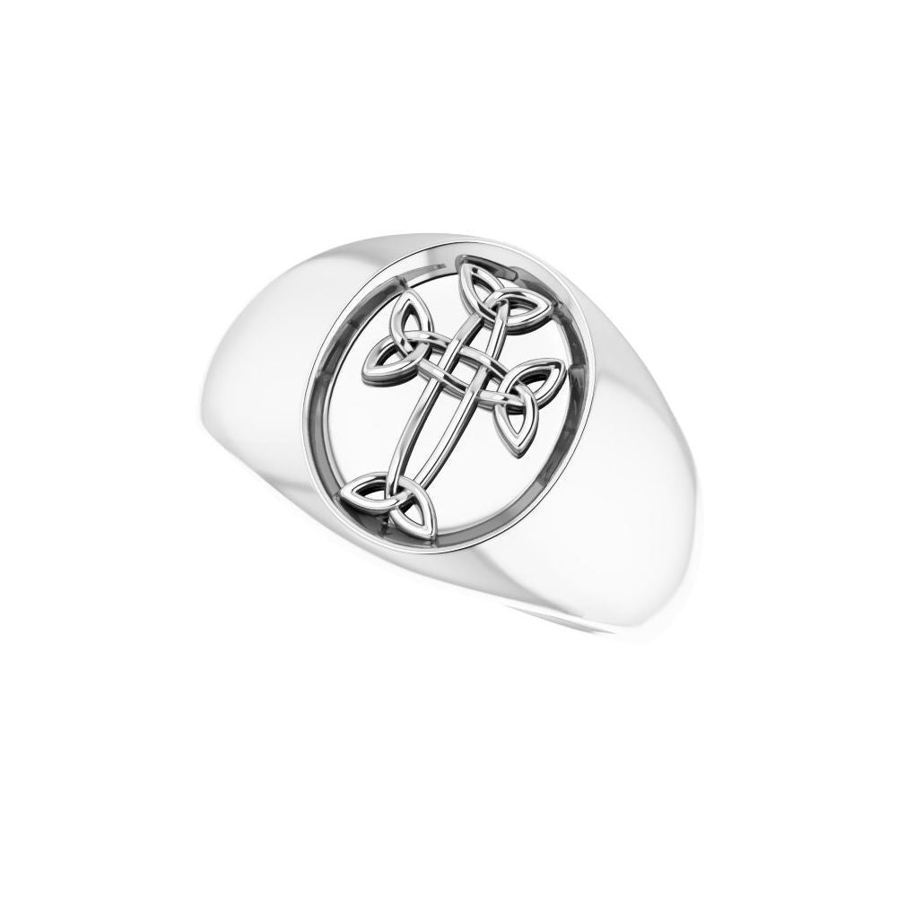 Celtic-Inspired Cross Ring in Sterling Silver - Size 10