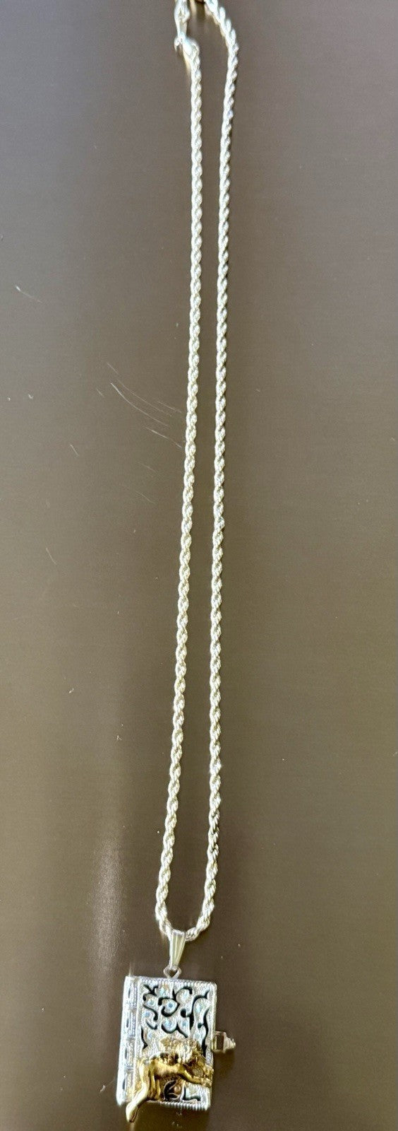 Vintage Sterling Silver Necklace With Diamond Pendant