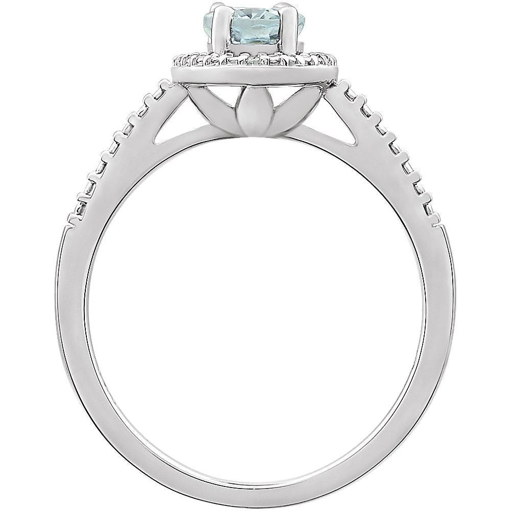 Sterling Silver Natural Aquamarine & .01 CTW Natural Diamond Ring - Size 7