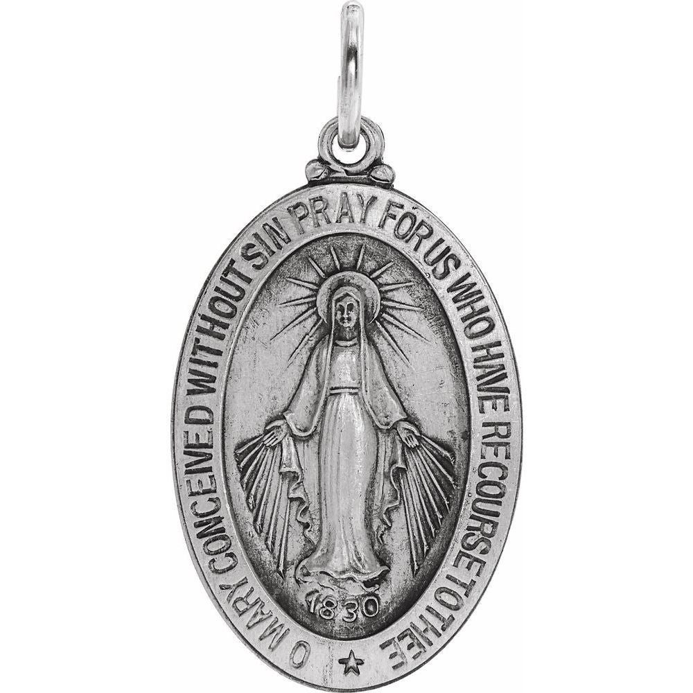 23x16 mm Oval Miraculous Medal In Sterling Silver