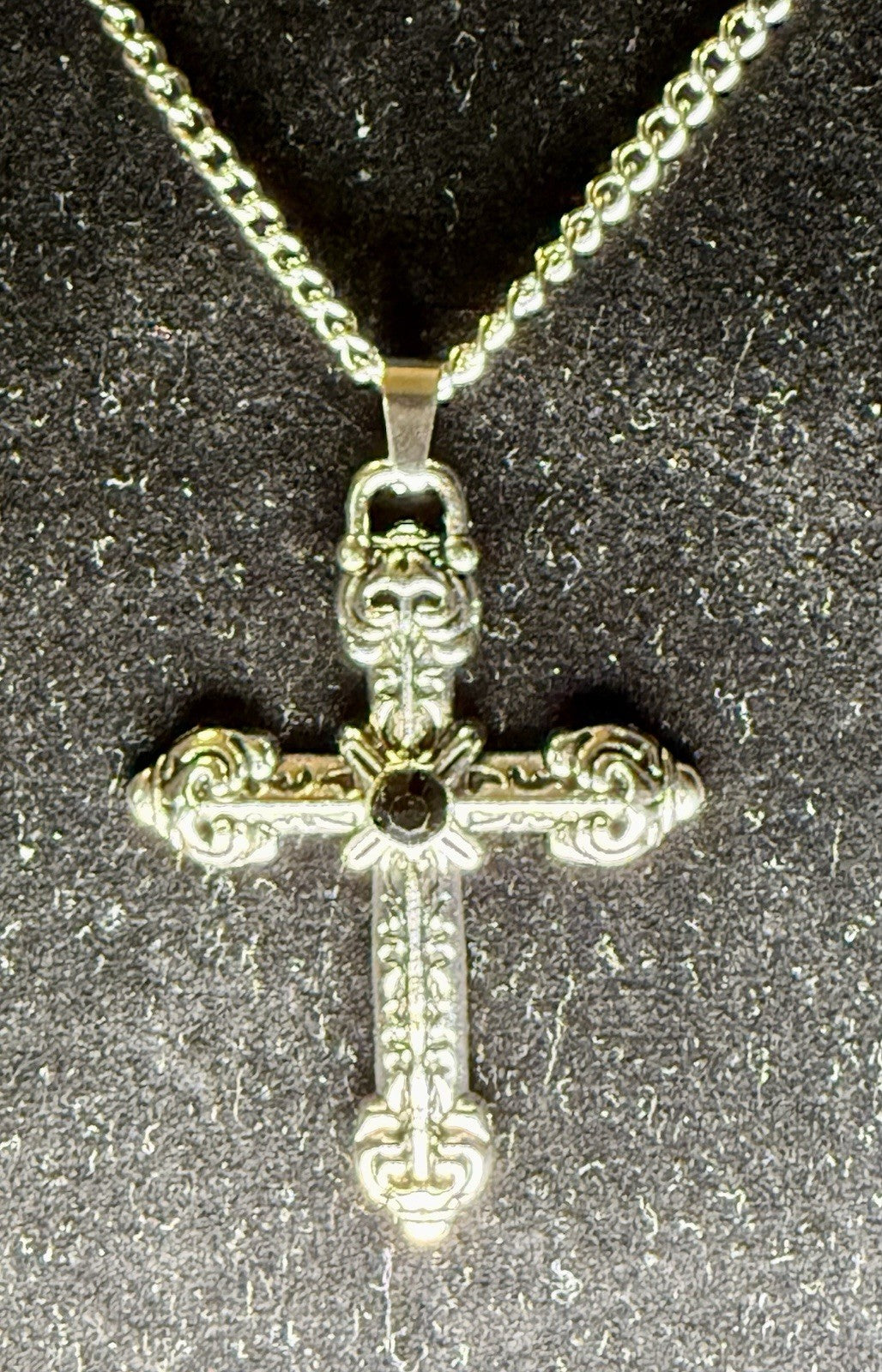 Stainless Steel Cross Pendant Necklace- 24”