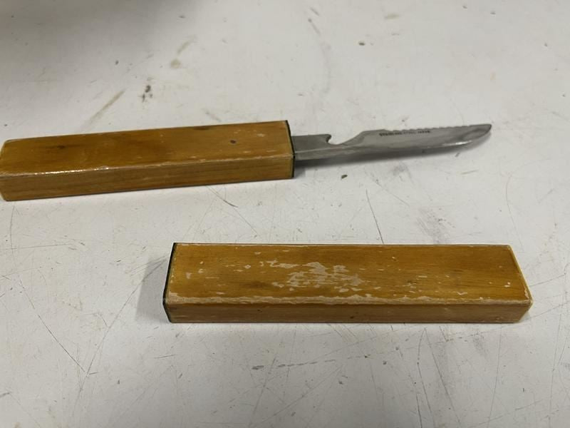 Vintage Floating Fish Knife With Wooden Sheath