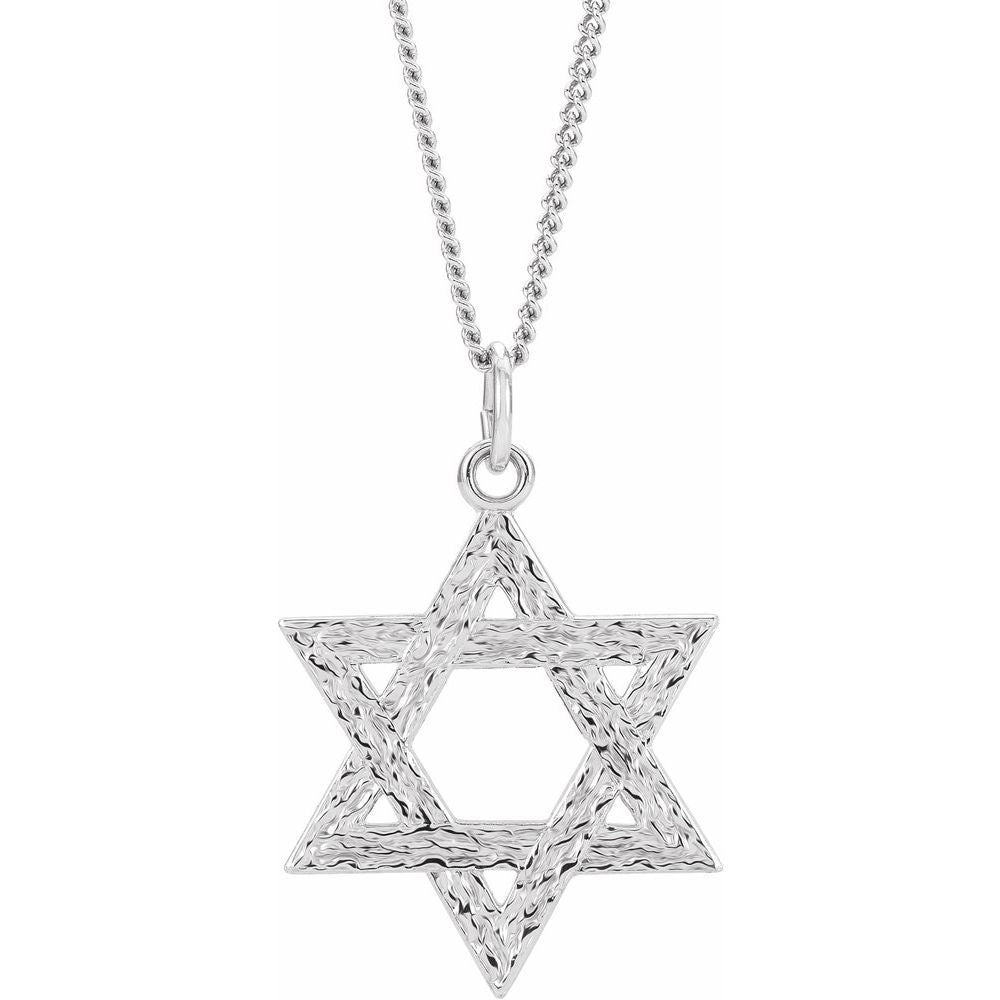 Sterling Silver 25.2x22.7 mm Star of David 18" Necklace