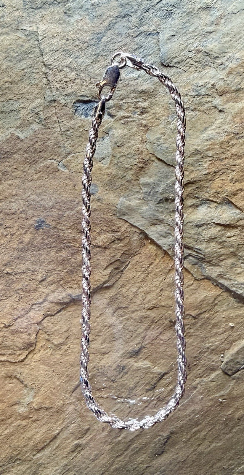 Sterling Silver Rope Bracelet- 8”