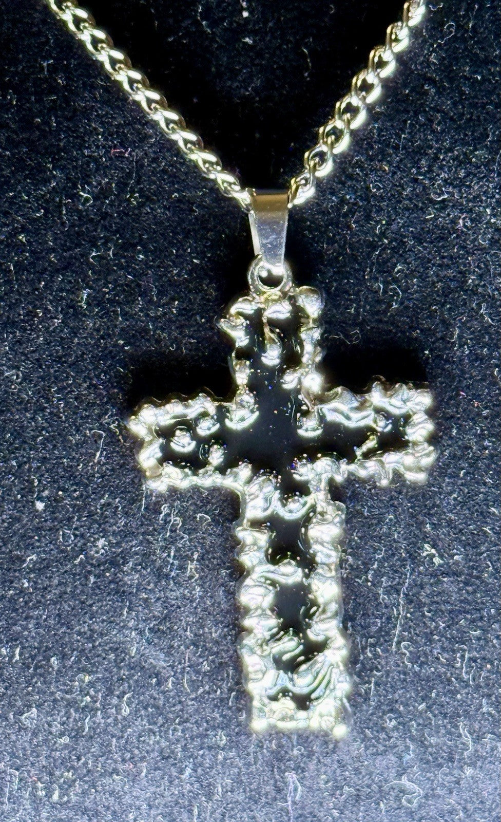 Stainless Steel Cross Pendant Necklace- 24”