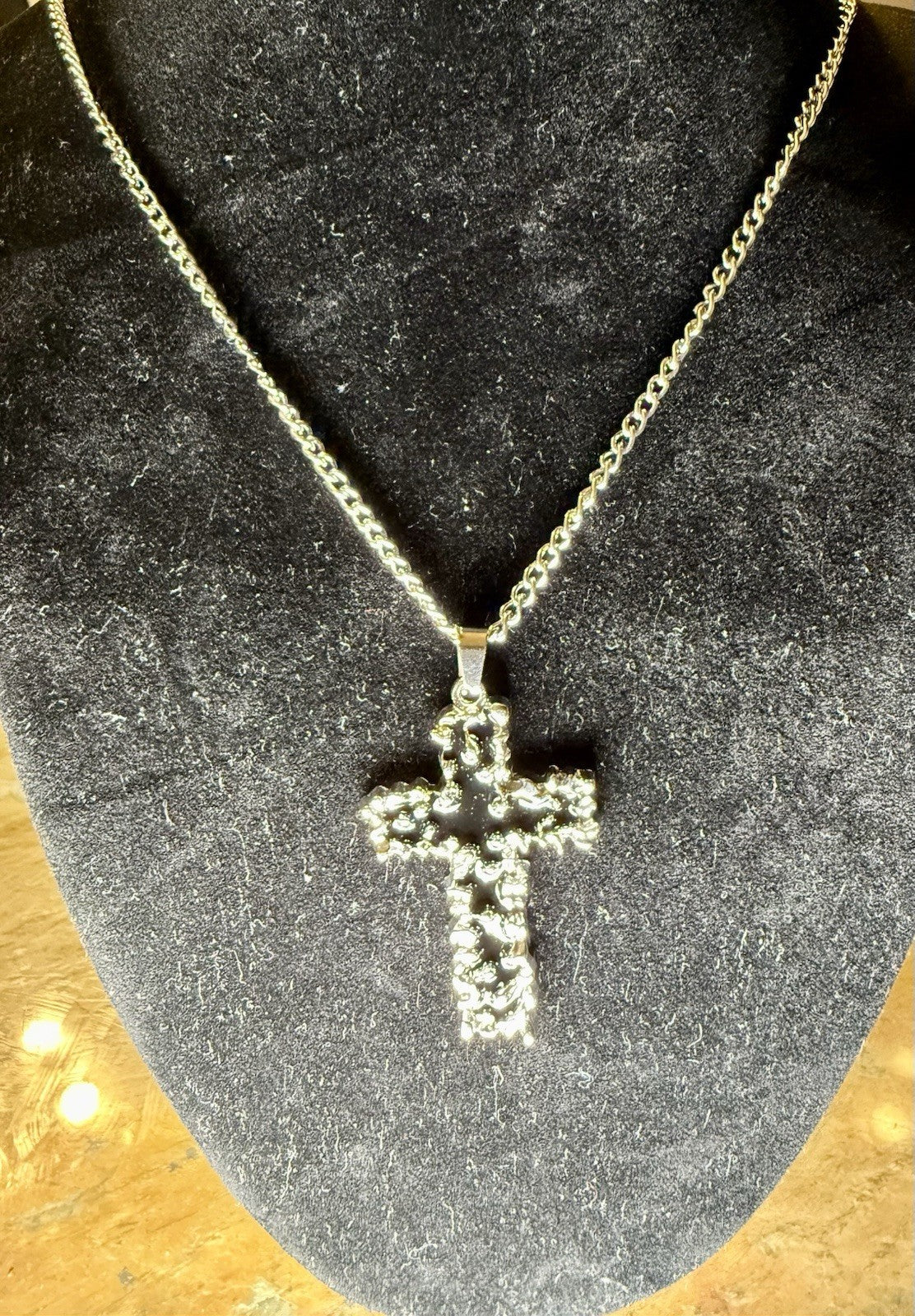 Stainless Steel Cross Pendant Necklace- 24”