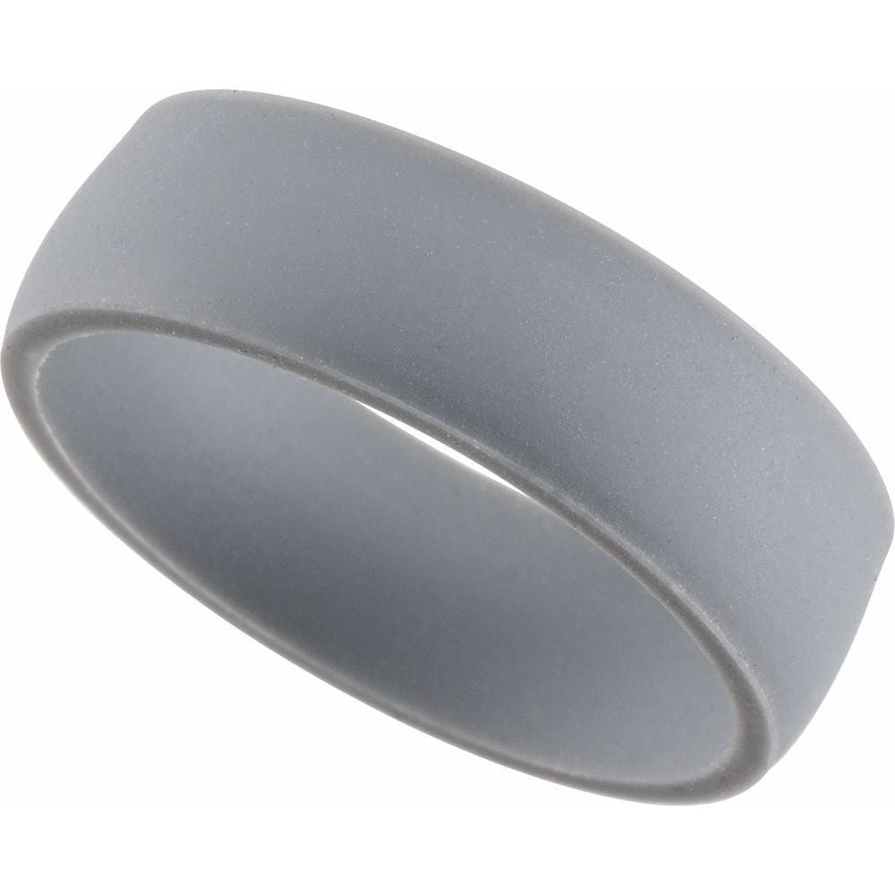 Gray Silicone 7 mm Comfort-Fit Half Round Band Size 10