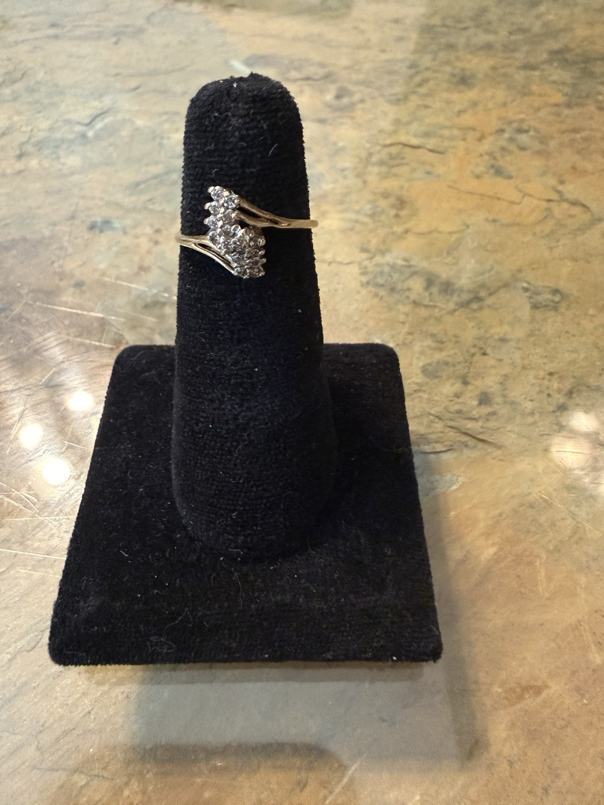 Vintage 14K Diamond Cluster Bypass Ring - Size 6.5