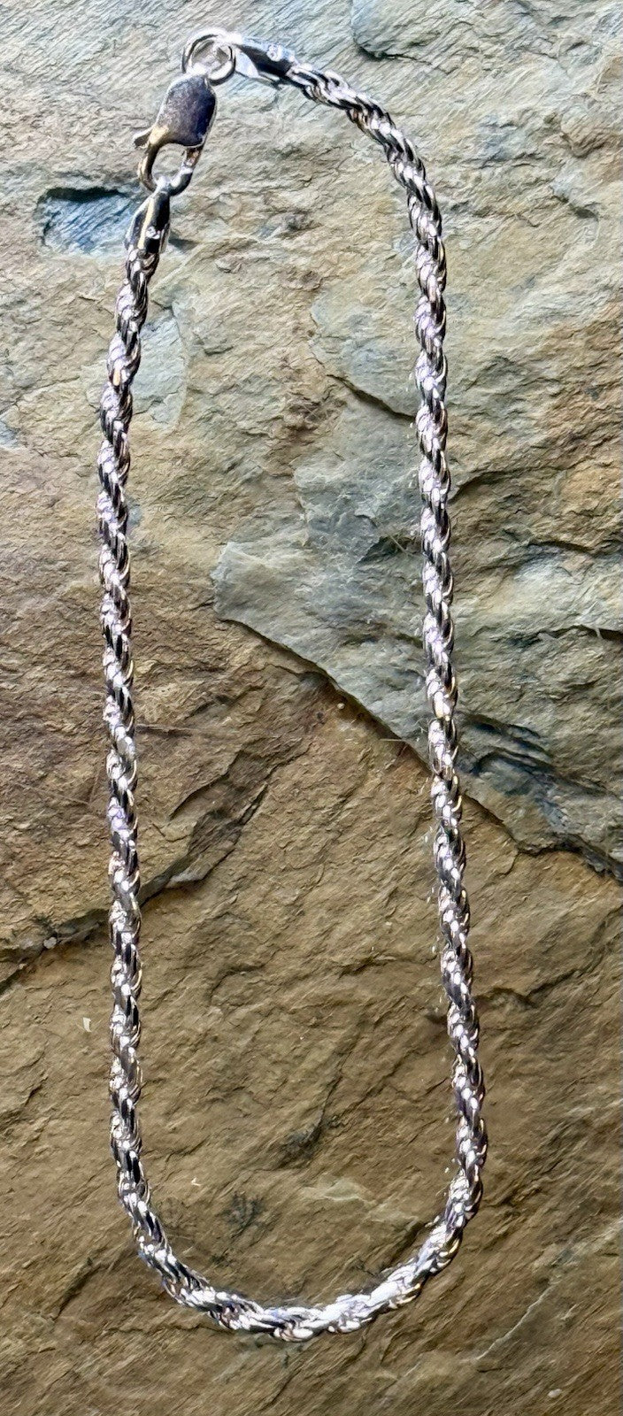 Sterling Silver Rope Bracelet- 8”