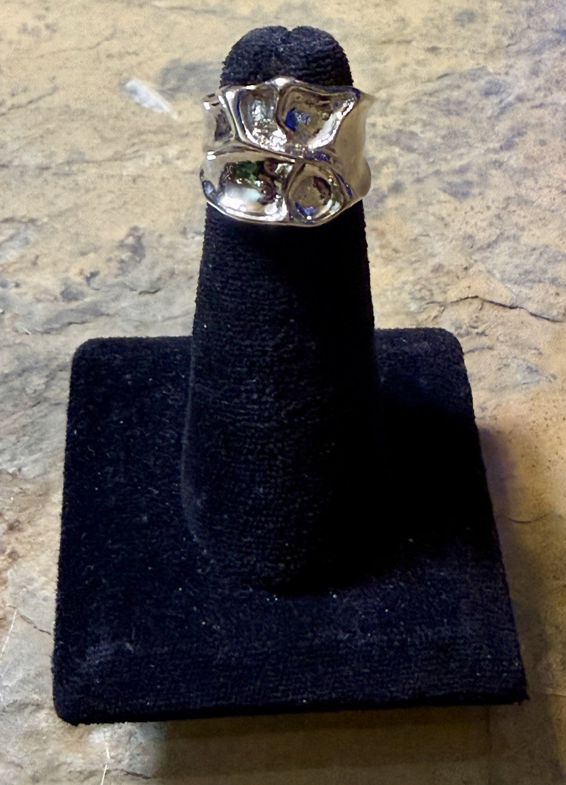Silvertone Molten Ring- Size 5