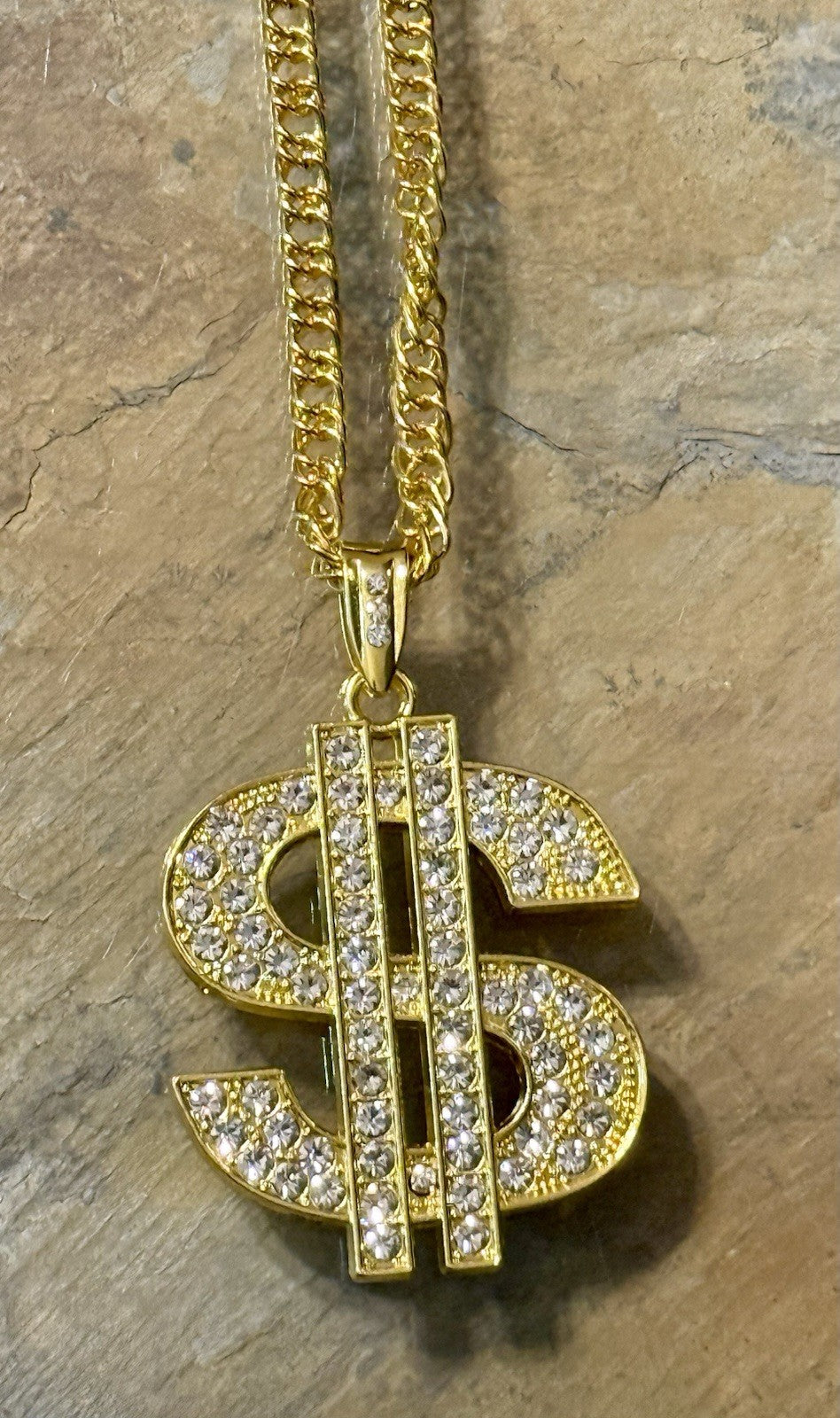 Dollar Sign Gold Tone Pendant