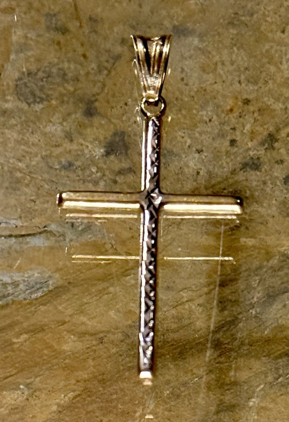 10K Two-Tone Gold Diamond Cut CROSS Pendant/Charm  (.91 gms)