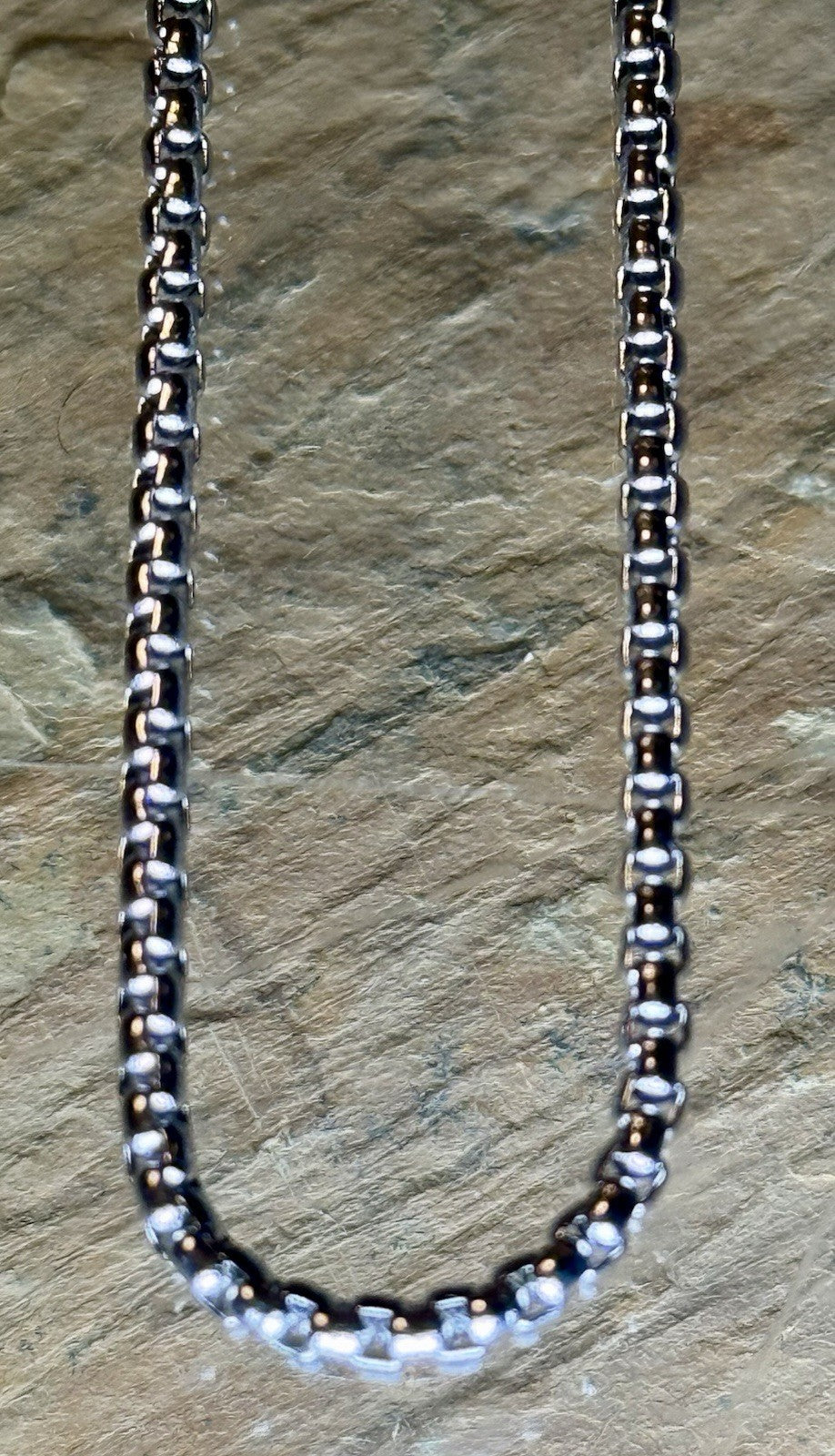 Stainless Steel Round Box Chain Necklace 