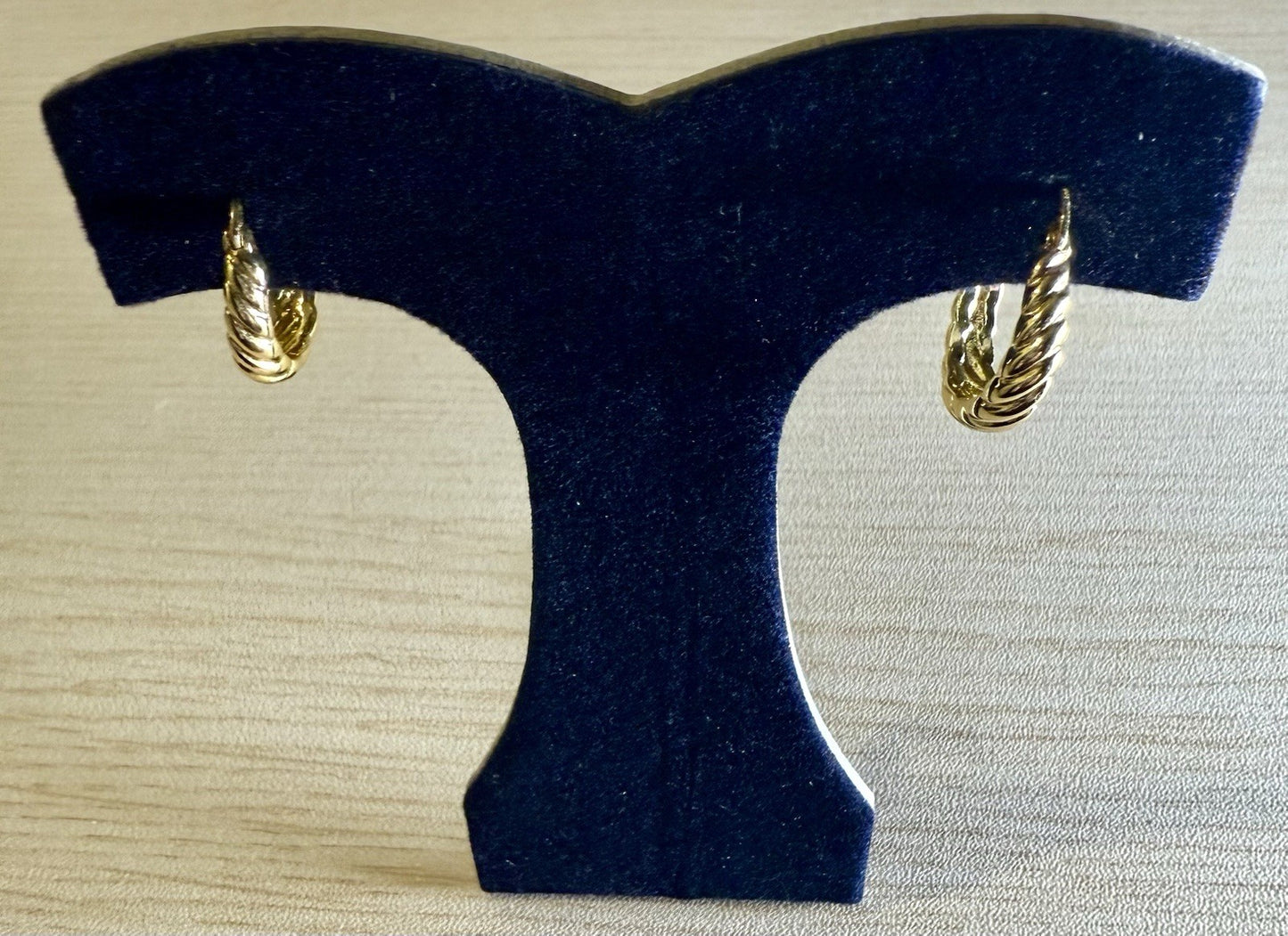 Gold Tone Twisted Hoop Earrings 