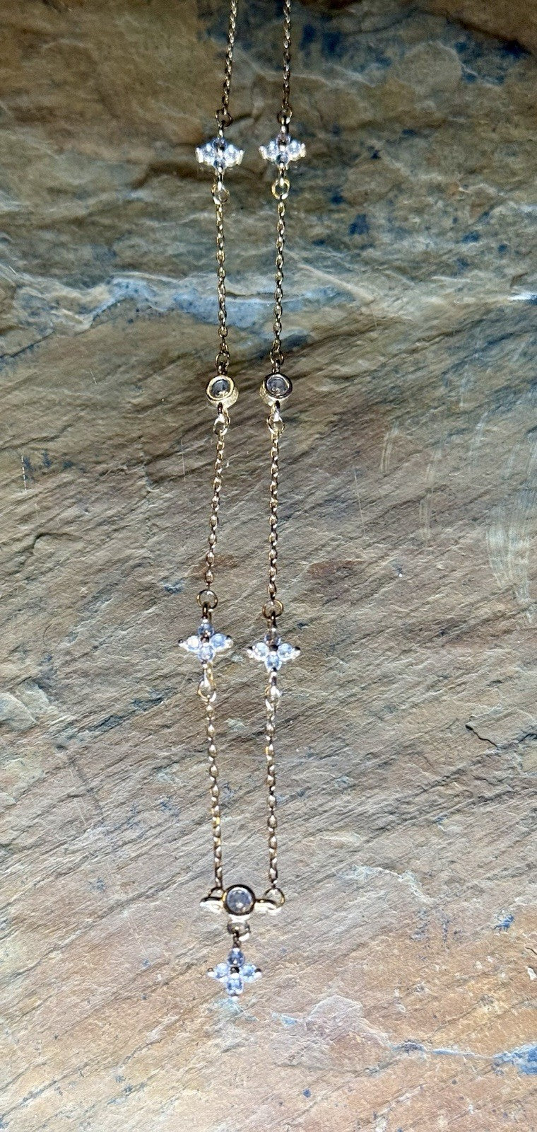 Gold Tone CZ Cross Necklace 