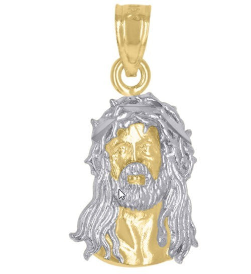 10kt Two-Tone Gold Textured Jesus Pendant (0.9gms)