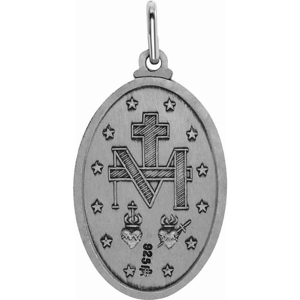23x16 mm Oval Miraculous Medal In Sterling Silver