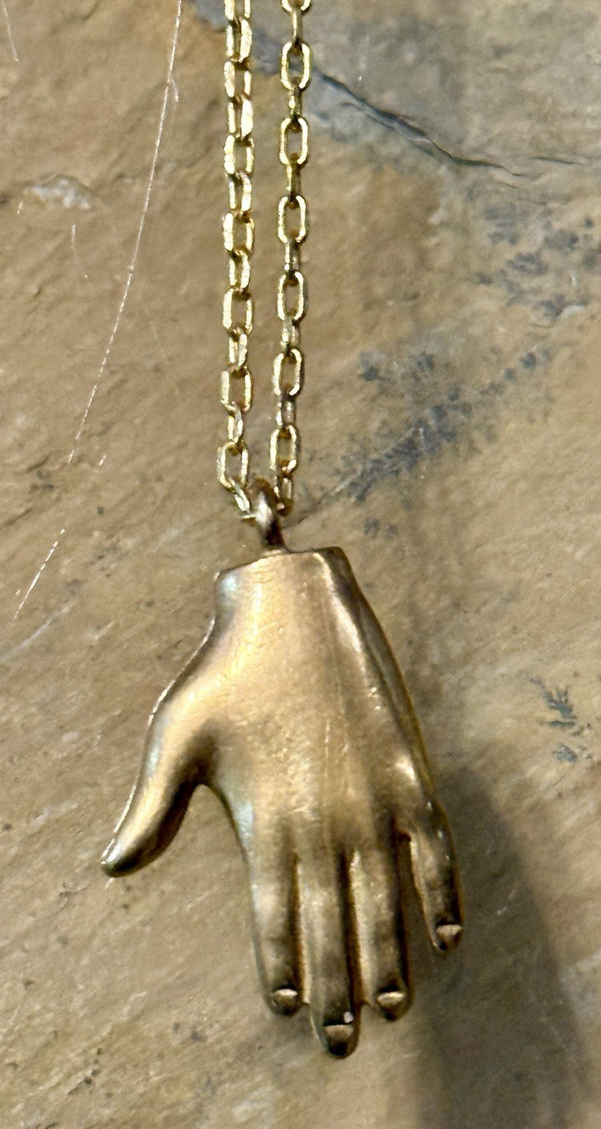 Gold Tone Mystic Hand Pendant and Necklace 