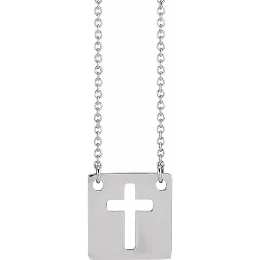 Geometric Pierced Cross 18" Necklace in Sterling Silver - Pendant Dimensions 12m