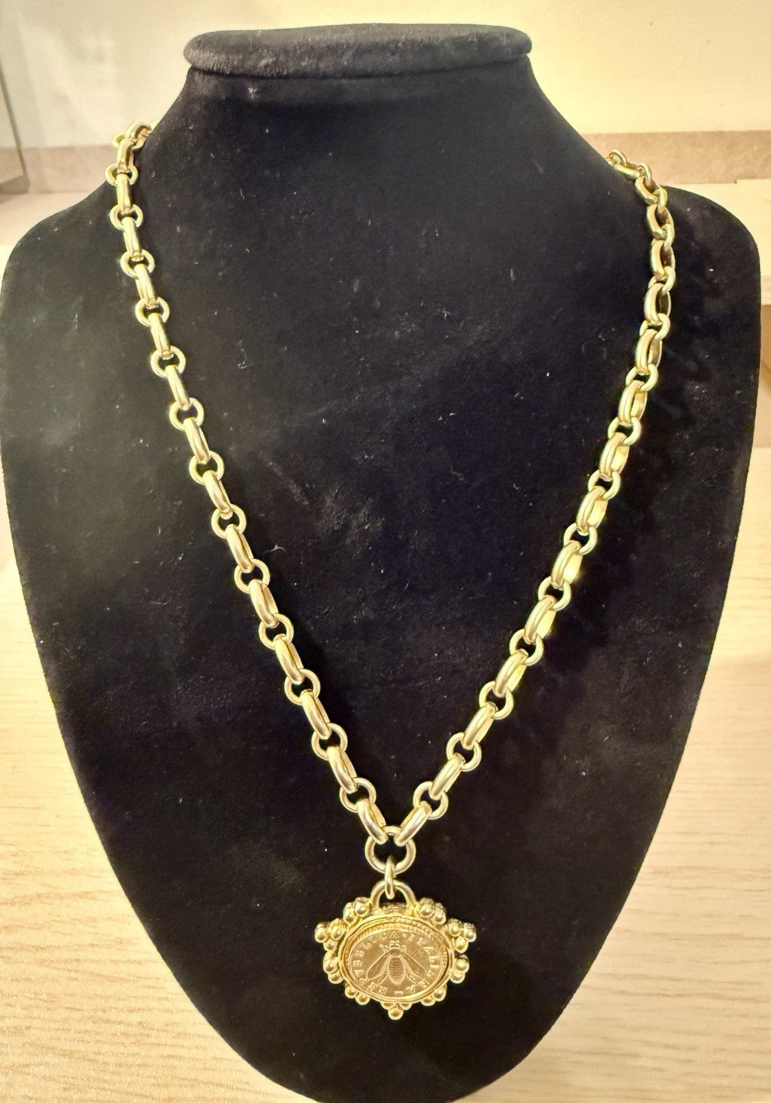 Gold Tone Ephesus Pendant And Necklace 