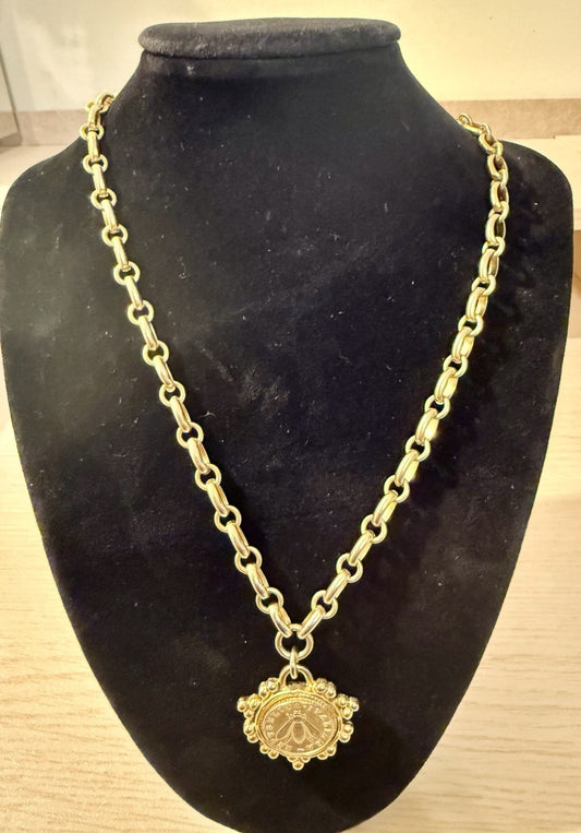 Gold Tone Ephesus Pendant And Necklace 