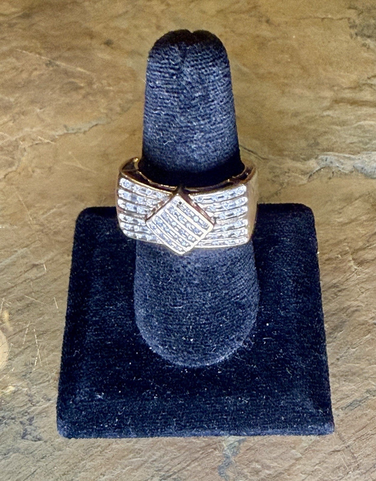 Vintage 10K Yellow Gold Diamond Accent Ring Size 10 5.71g Estate Style
