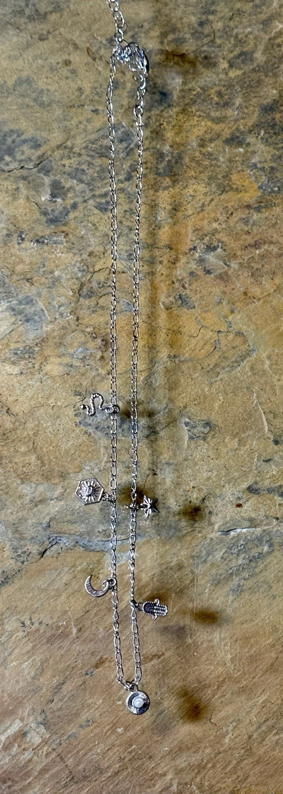 Silvertone Multi Charm Necklace 